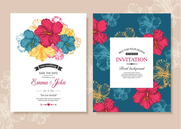 Colección de plantillas de invitación de boda — Vector de stock