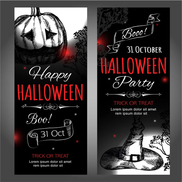 Lysande halloween typografiska banners — Stock vektor