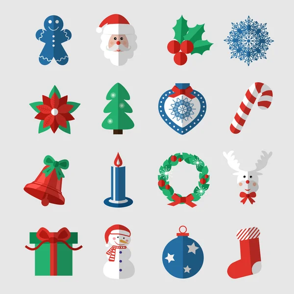 Set of modern style Christmas flat icons — Stock Vector