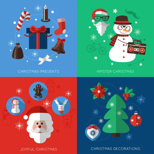 Conjunto de estilo moderno Navidad línea plana iconos composiciones . — Archivo Imágenes Vectoriales