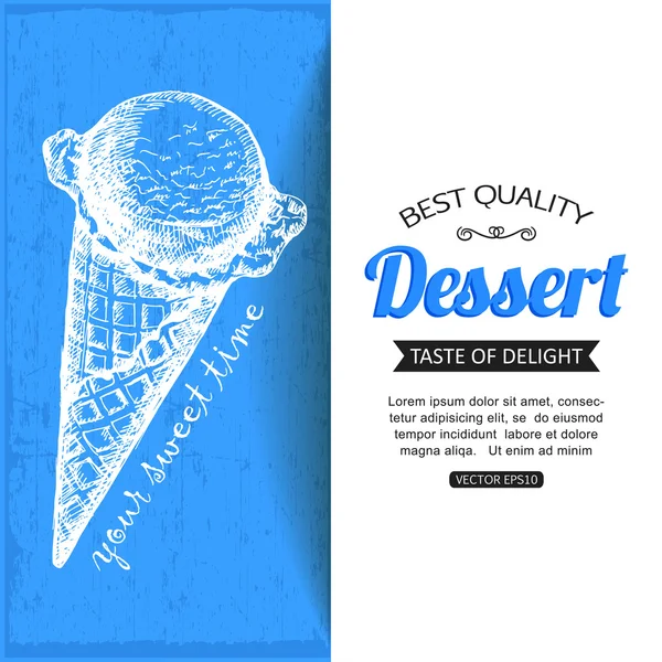 Hand drawn dessert typographical background — Stock Vector