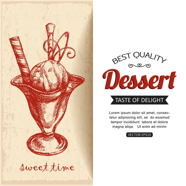 Hand drawn dessert typographical background — Stock Vector