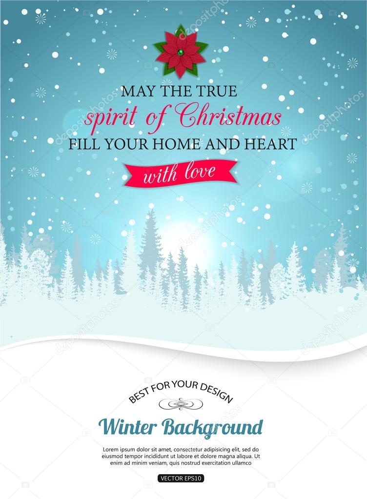 Merry christmas background with winter landscape