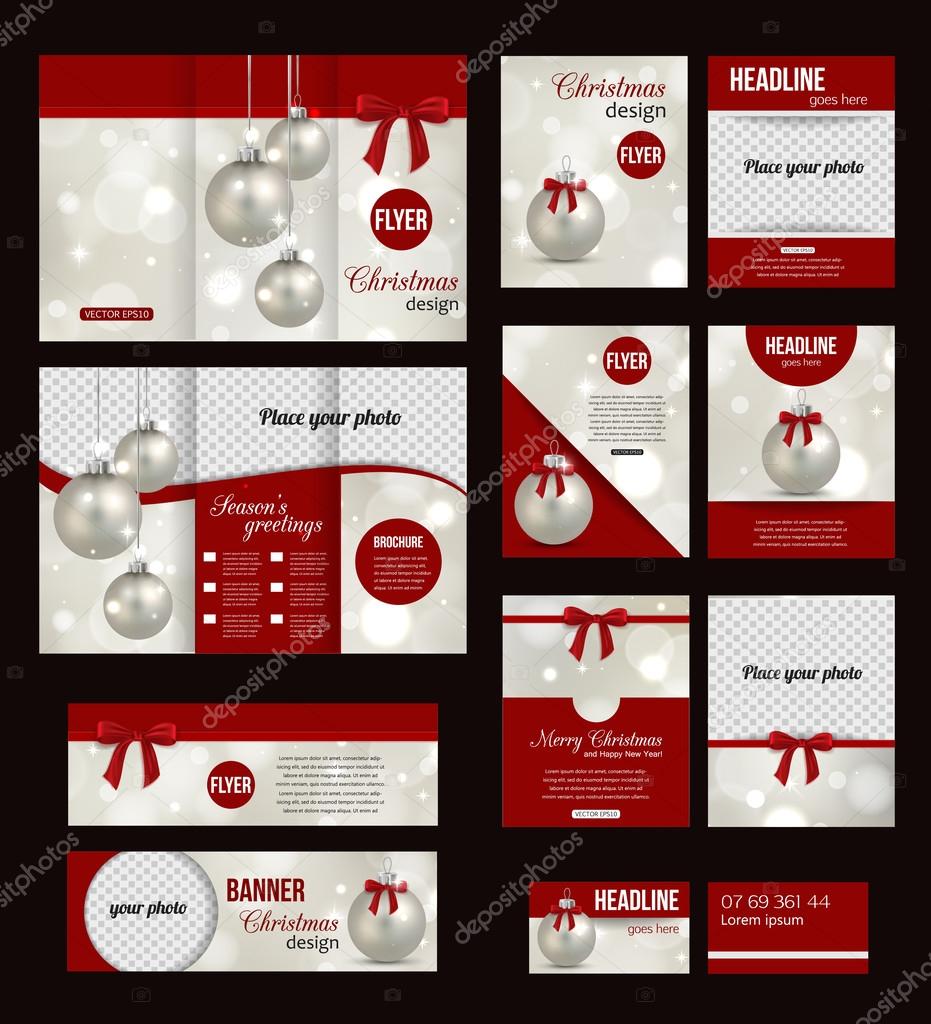 Set of Christmas stationery templates