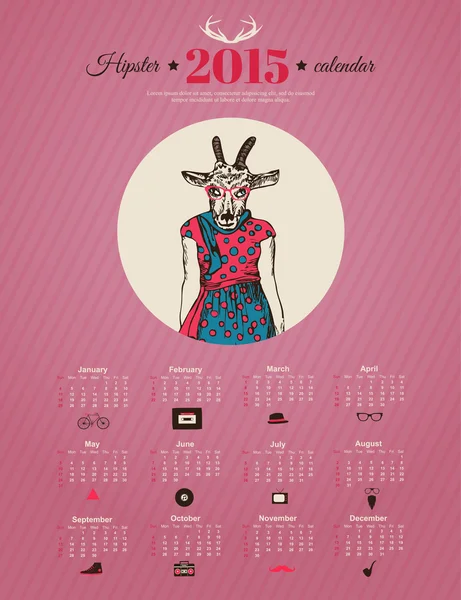 Kalender 2015 met geit — Stockvector