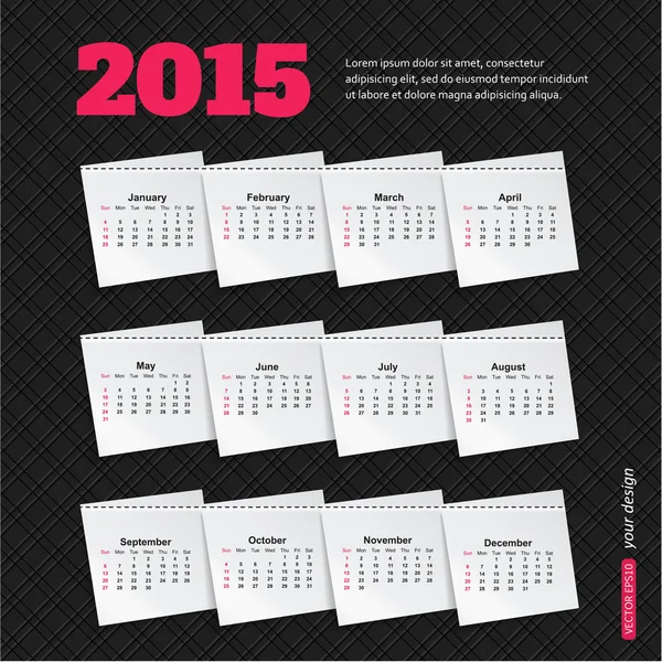 2015 calendar template — Stock Vector