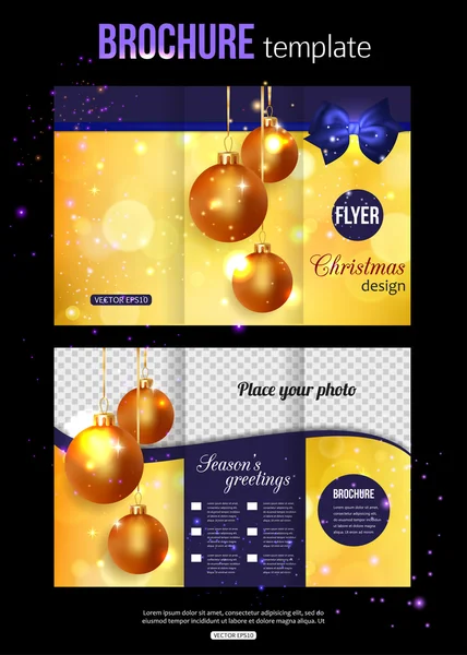 Flyer-Design mit Weihnachtsschleife — Stockvektor