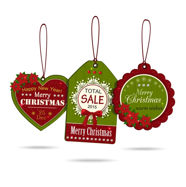 Zestaw trzech vintage Boże Narodzenie sprzedaż etykiet — Wektor stockowy