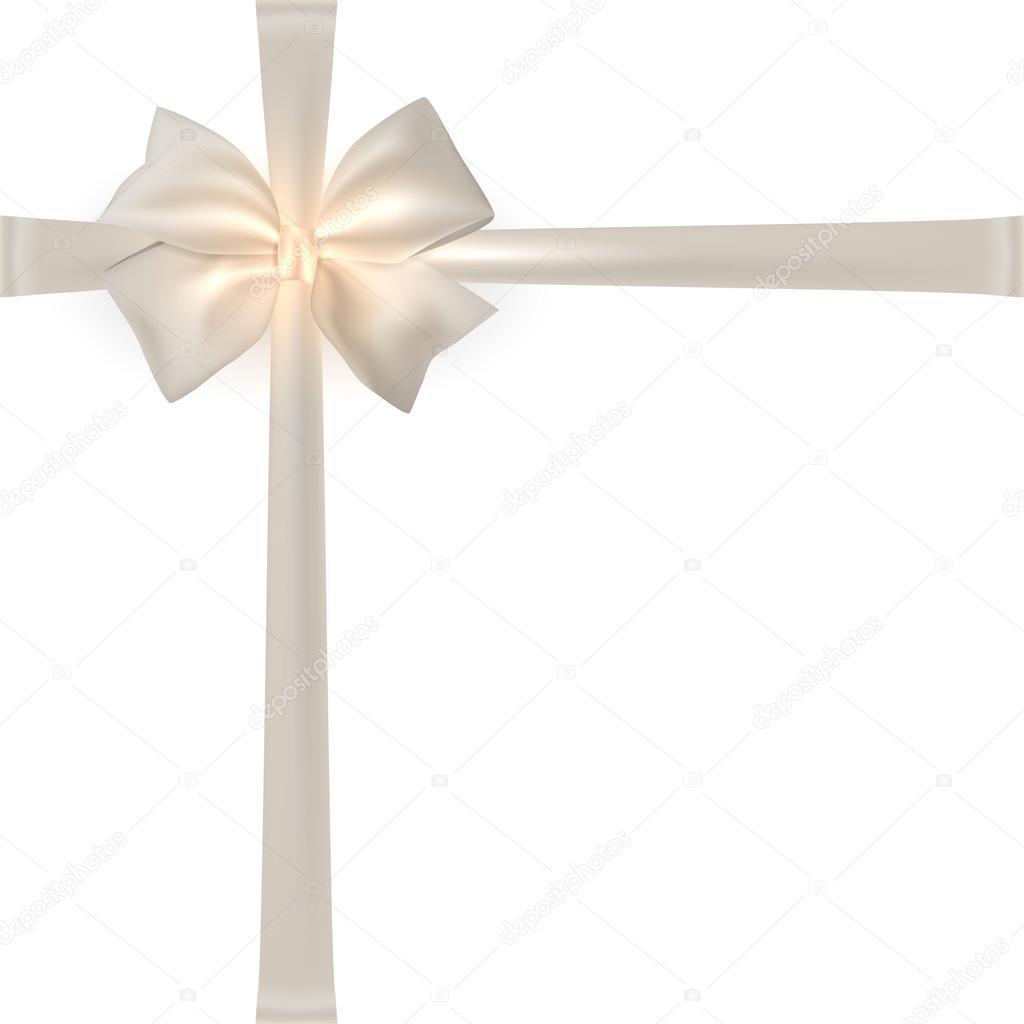 Photorealistic white silk bow