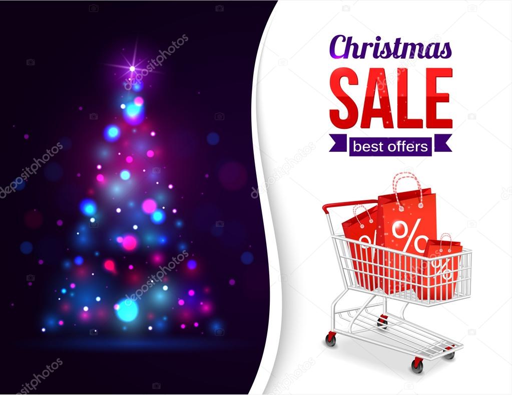 Christmas sale shining typographical background