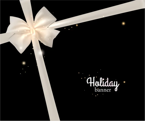 Holiday banner med vit rosett — Stock vektor