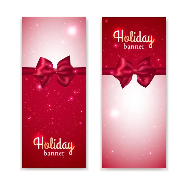 Holiday banners with red bows — Stock Vector