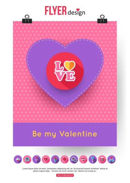 Modèle de brochure pour la Saint-Valentin — Image vectorielle