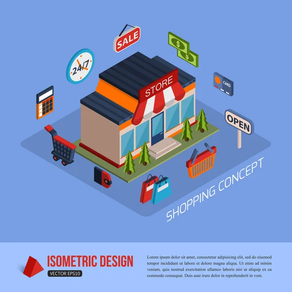 Isometric shopping concept — Stock Vector