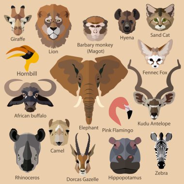 Set of african animals clipart