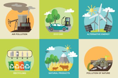 Set of ecology concepts clipart