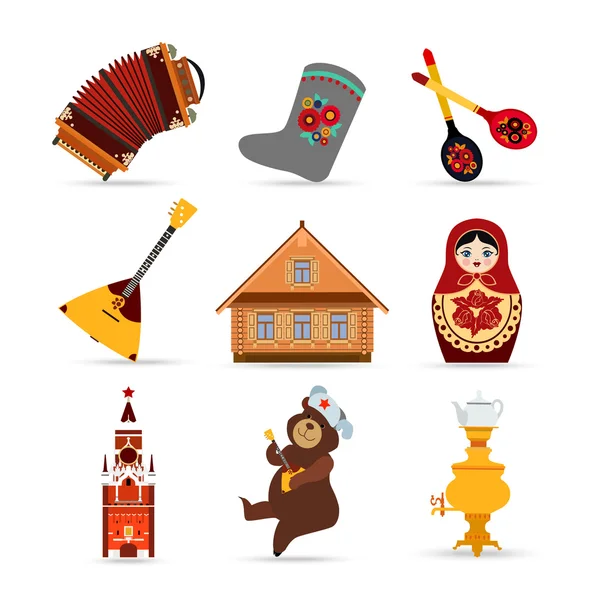 Rusia iconos de viaje — Vector de stock