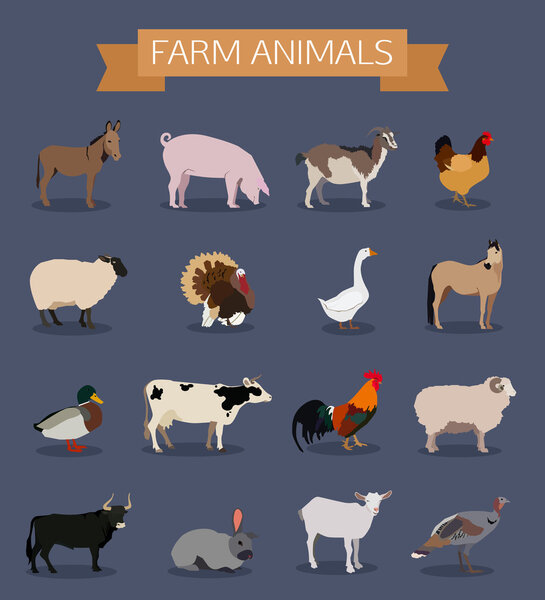 Set of farm animals