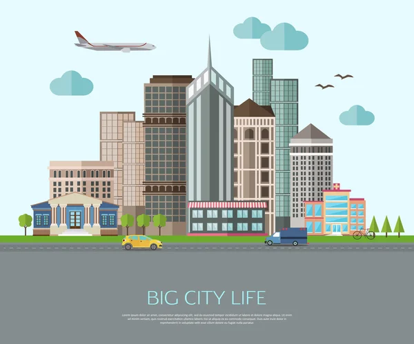 Big city life illusztráció — Stock Vector