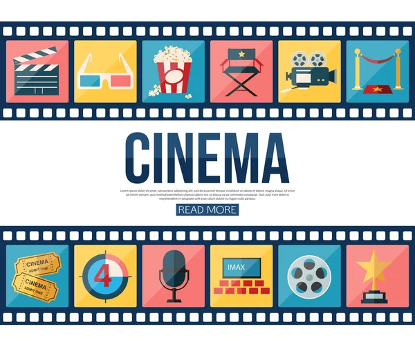 Film strips and cinema icons — Stock Vector