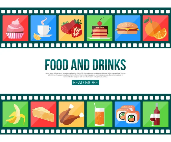 Eten en drinken pictogrammen — Stockvector