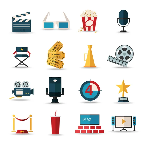 Movie and film icons set — Stock Vector