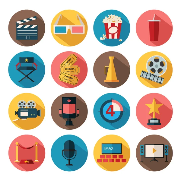 Conjunto de iconos de película y película — Vector de stock