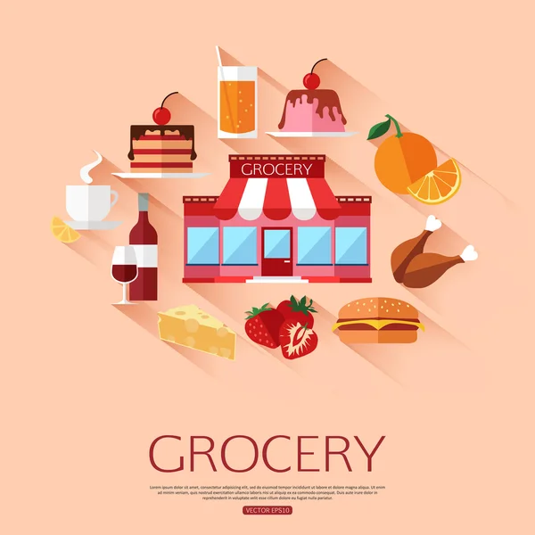 Iconos de compras de comestibles — Vector de stock