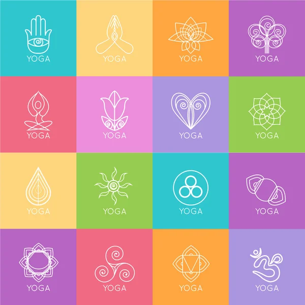 Yoga monograms and logos — Stock Vector