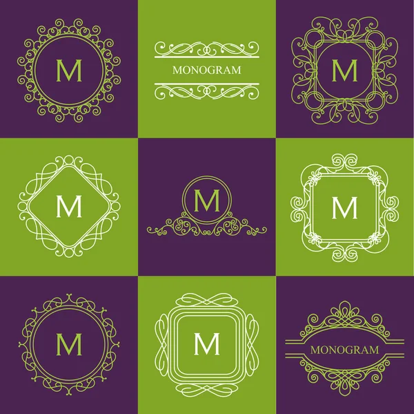 Conjunto de monogramas-quadro — Vetor de Stock