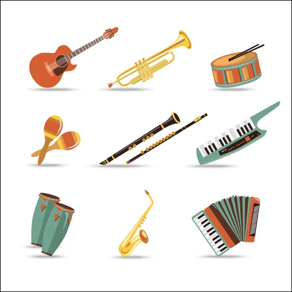 Conjunto de instrumentos musicales — Vector de stock