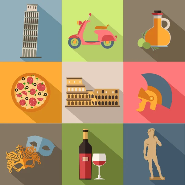 Italia iconos de viaje — Vector de stock