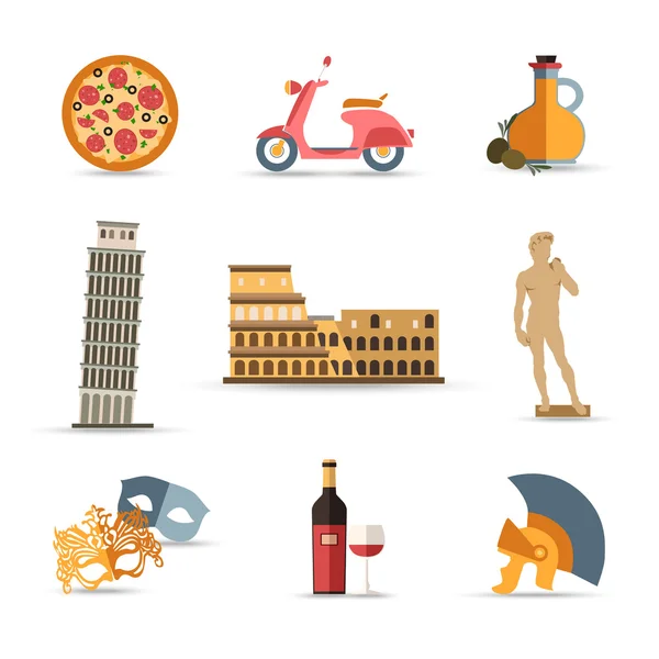 Italia iconos de viaje — Vector de stock