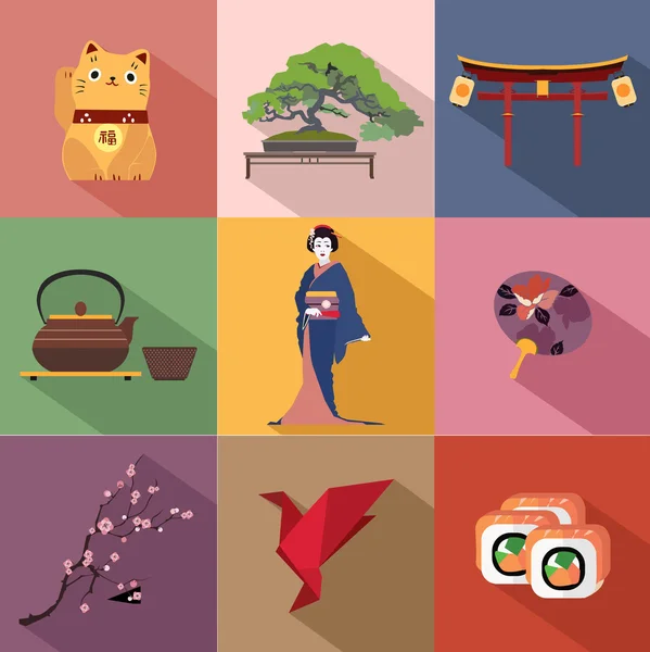 Japon icônes plates — Image vectorielle
