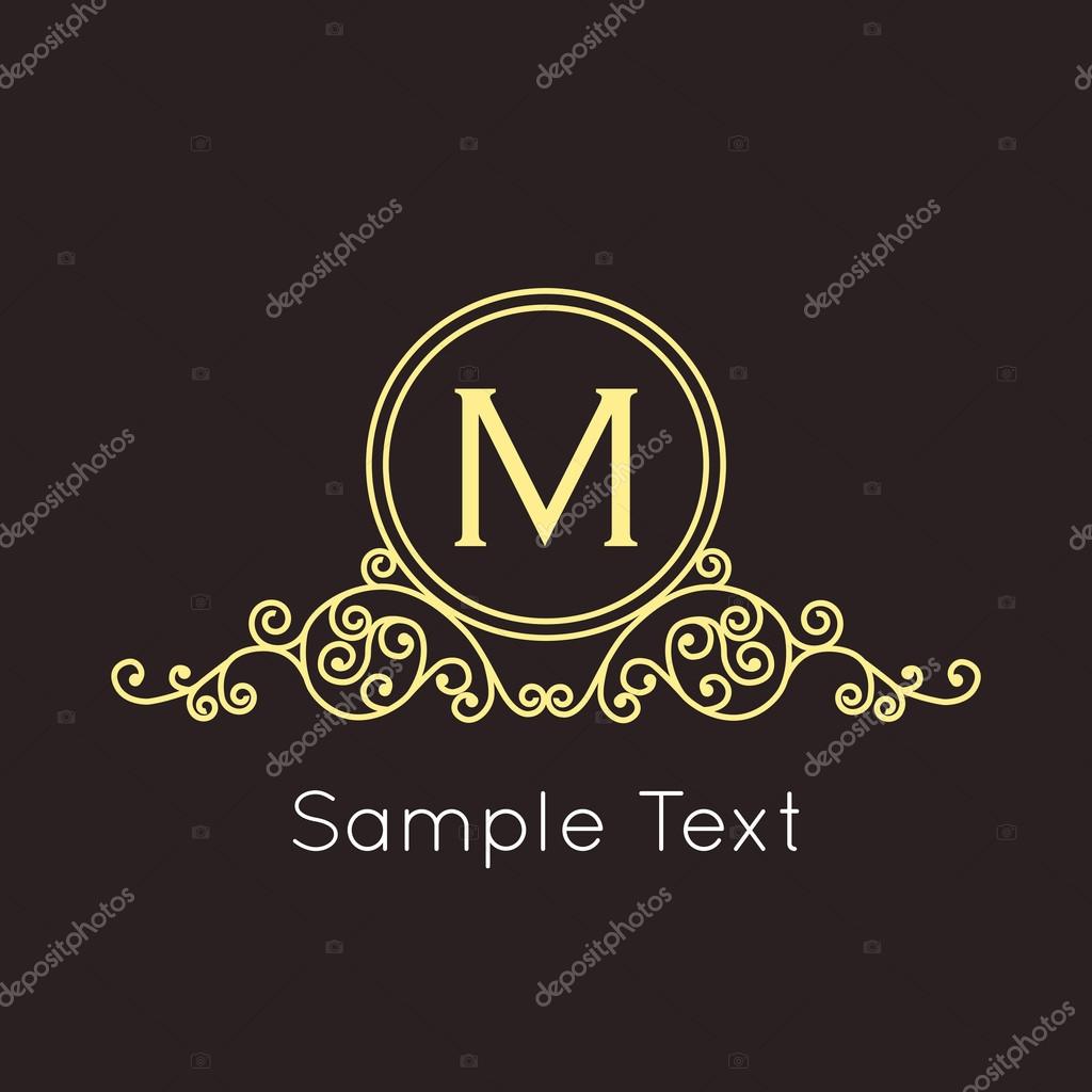 Art Deco geometric outline Monogram and Logo design element. Vector frame for hipster design with place for text.