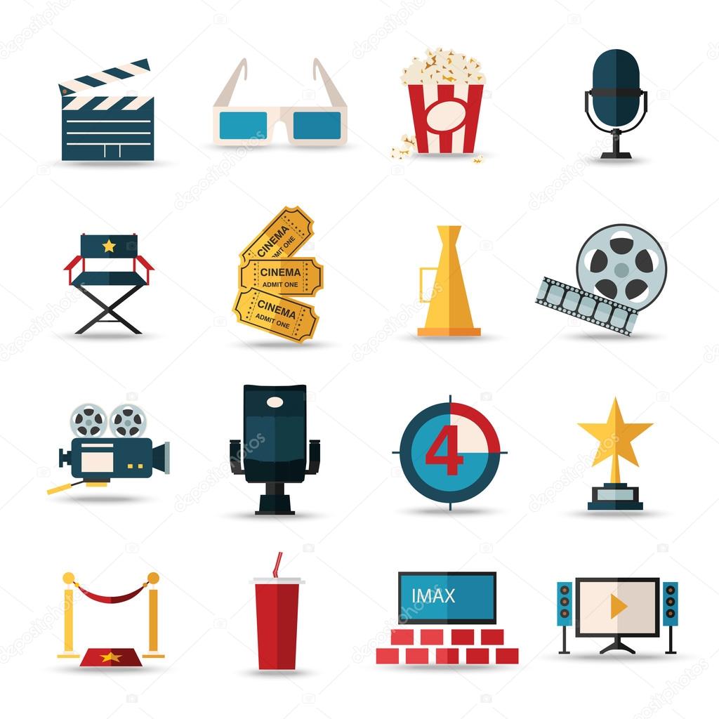 Movie and film icons set