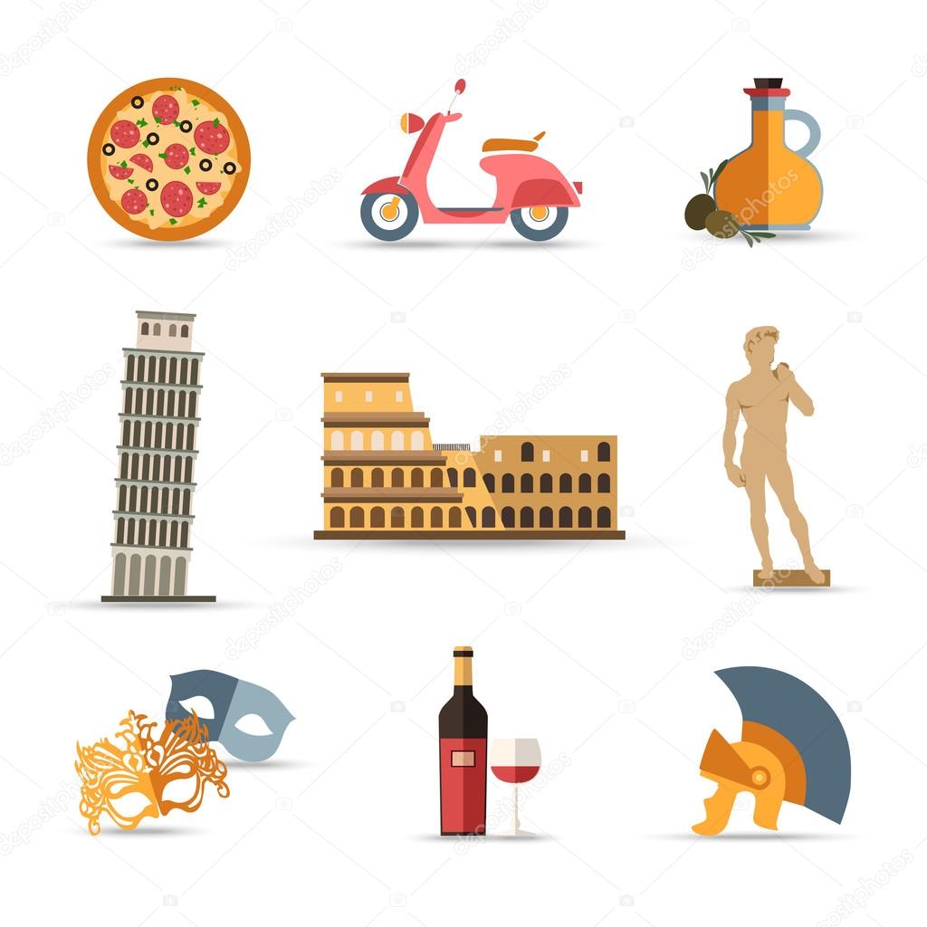 Italy travel icons