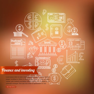 Finance and investing outline icons set