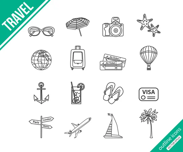 Travel outline icons set — Stock Vector