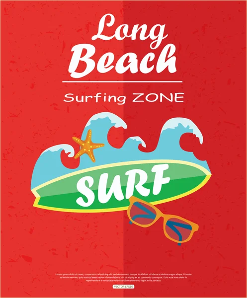 Retro surfing typographical poster — 图库矢量图片