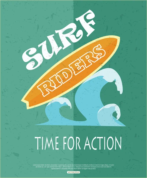 Affiche typographique rétro surf — Image vectorielle