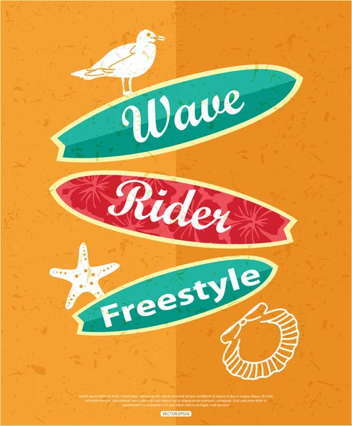 Affiche typographique rétro surf — Image vectorielle