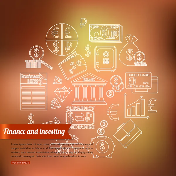 Finance and investing outline icons set — Stock vektor