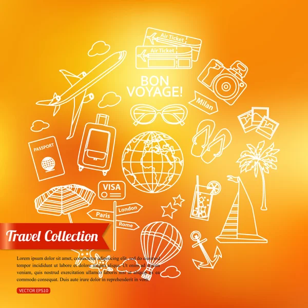 Travel outline icons set — Stock Vector