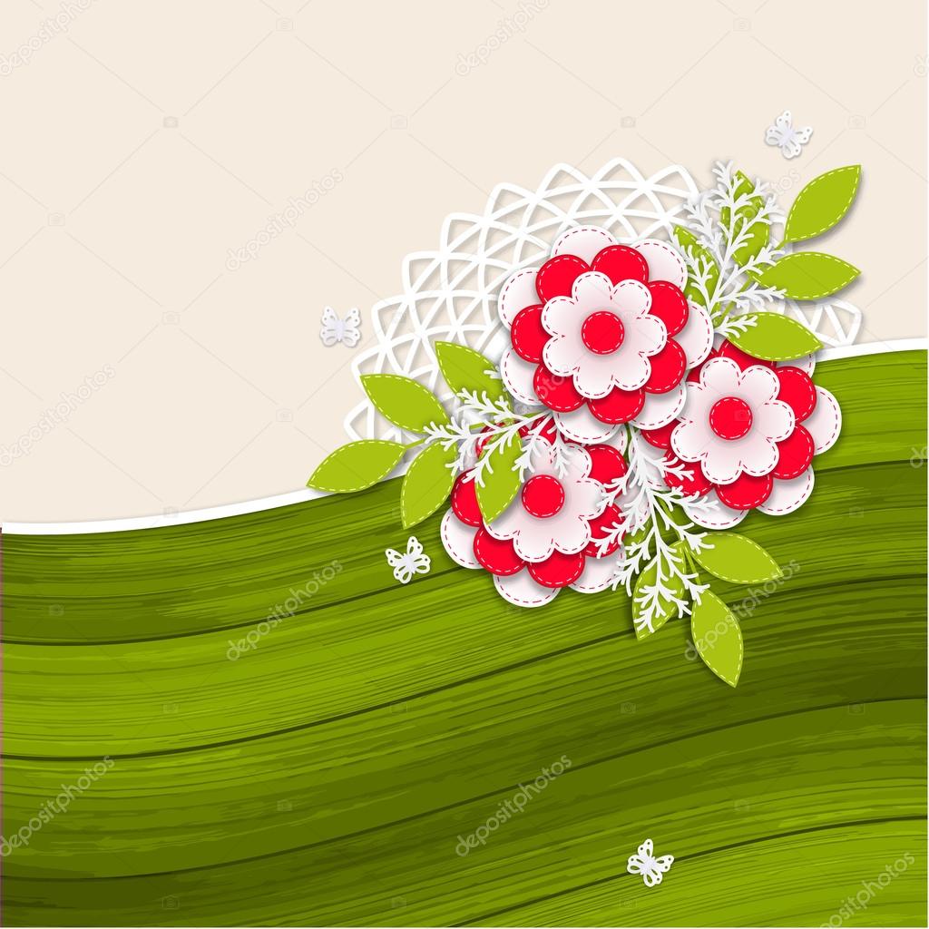 Floral wedding background with paper flowers
