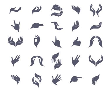 Set of flat hands icons