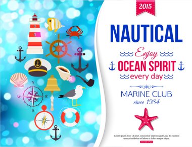Shining summer nautical typographical background