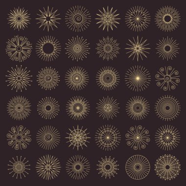 Vintage outlined sunburst set