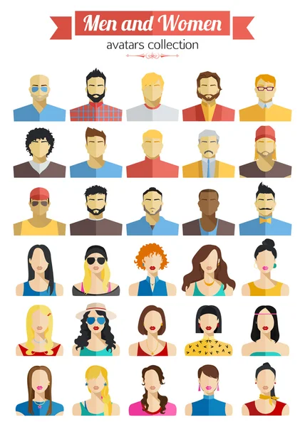 Set of Men and Women Avatars Icons — Stockvector