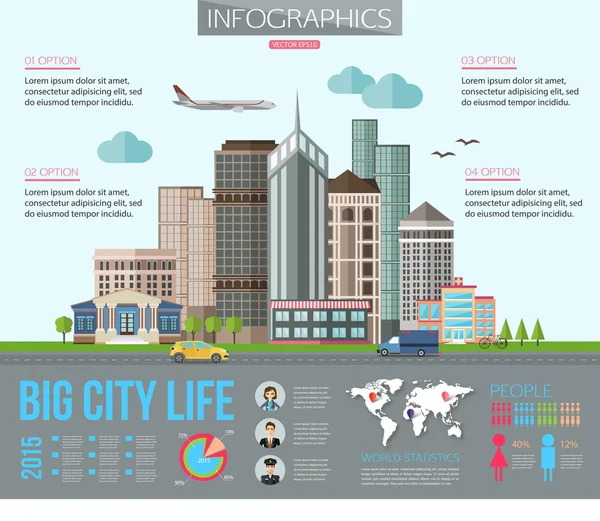 Big city life infographics — Stock Vector